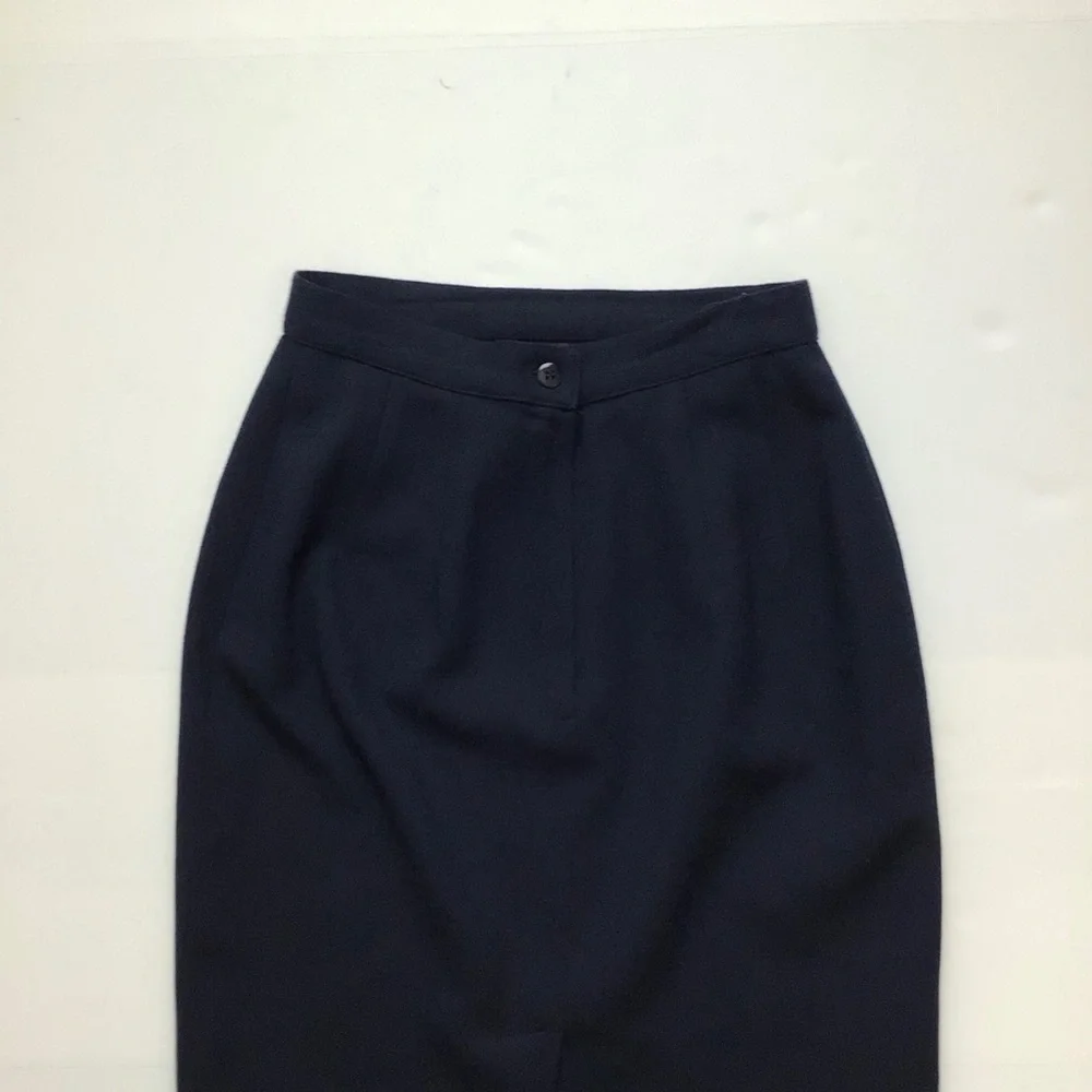 GIANNI Blue Wool Lined Pencil Skirt 4 Petite